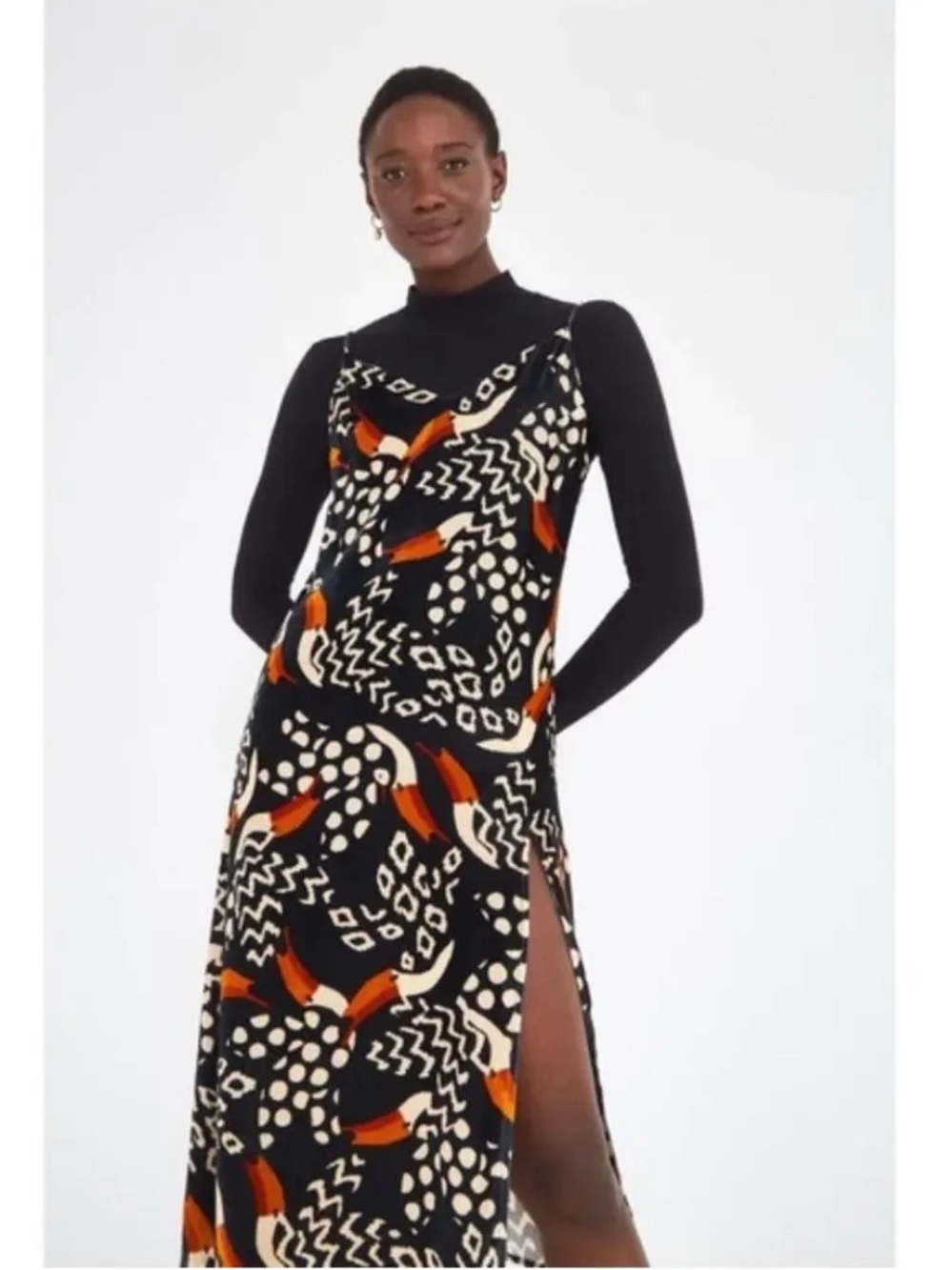 Farm Rio Black Tucano Velvet Midi Dress